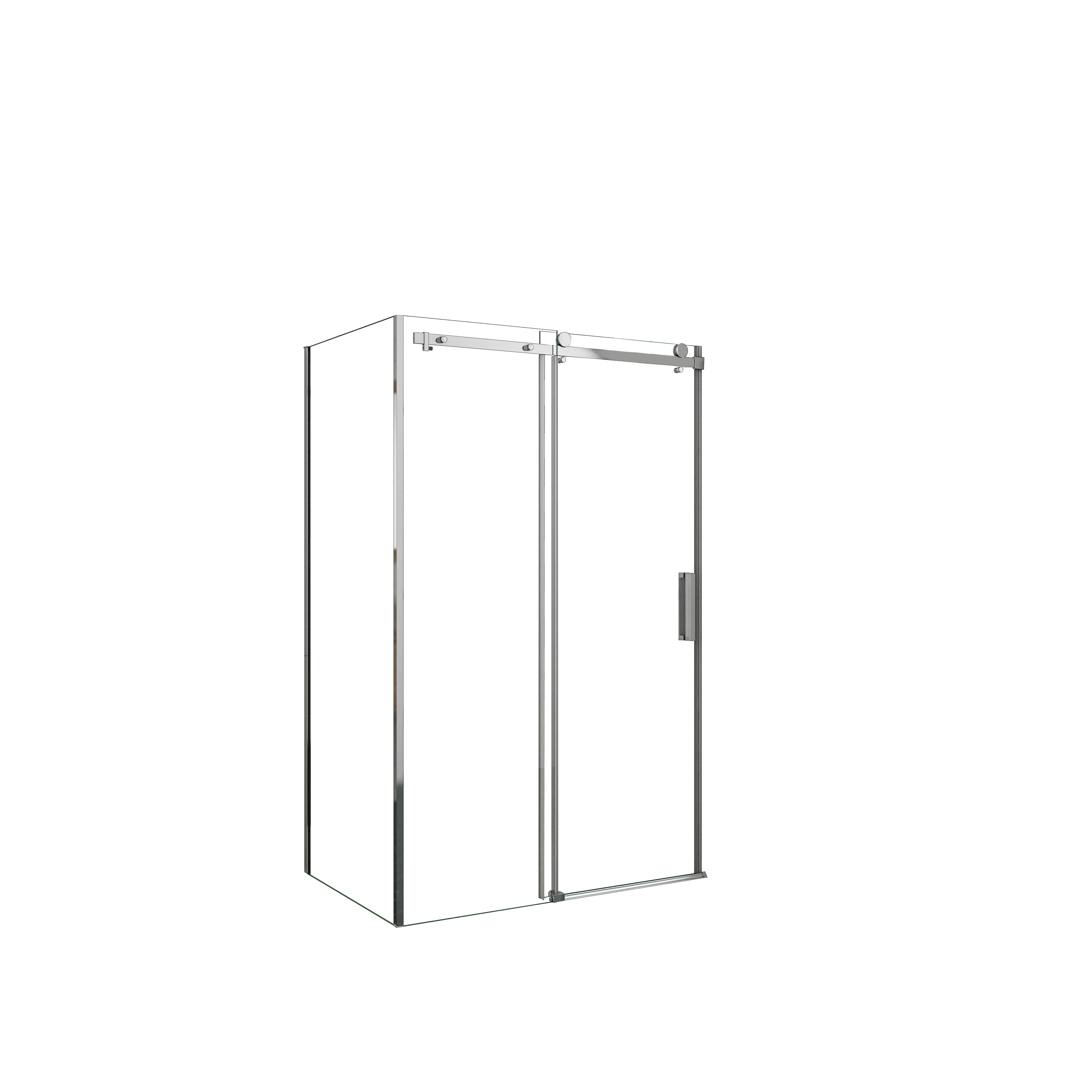 AICA Mampara de Ducha Corredera Frontal y Panel Lateral Perfil Cromado Vidrio Templado 8mm Antical (972-992)x(683-703)x1950mm