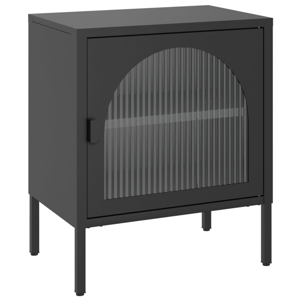 vidaXL Mesita de noche vidrio y acero negro 50x35x60 cm