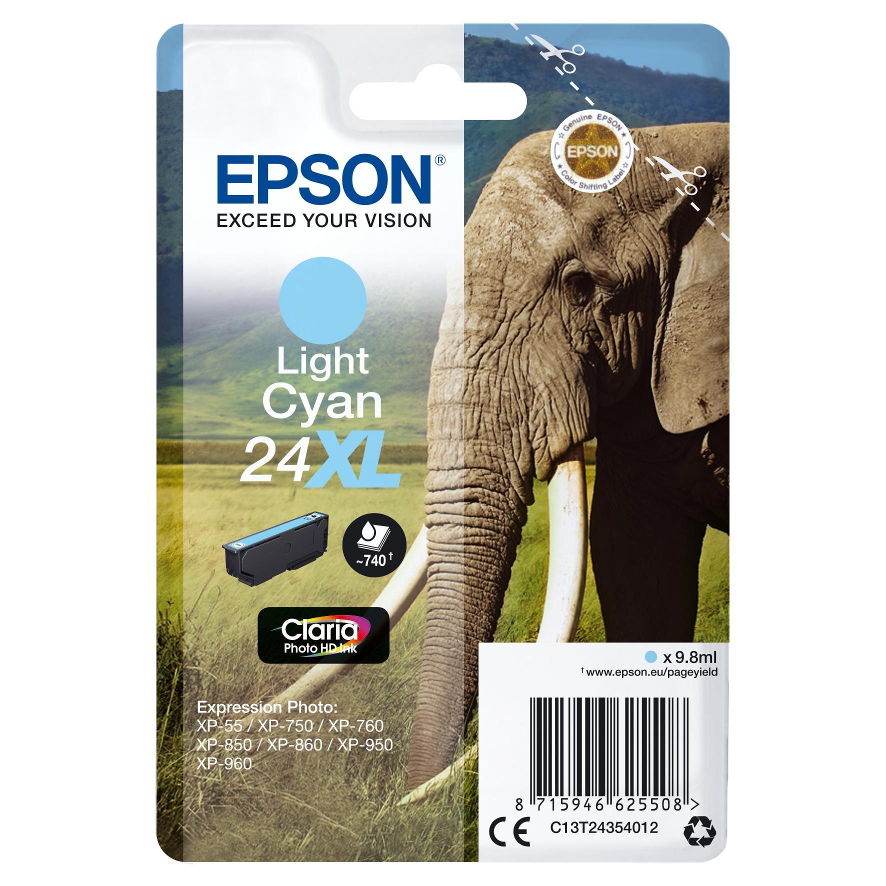 Cartucho de Tinta Epson 24XL Cian Claro para Impresora XP-950