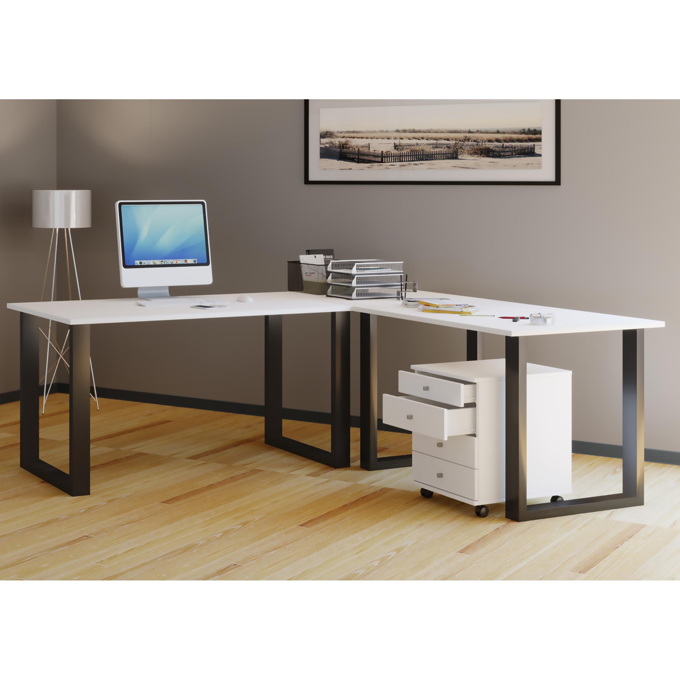 VCM Holz Schreibtisch | Eckschreibtisch schlicht | 160x130 | L Form links oder rechts | Arbeitstisch Platte 50 cm tief | Computertisch Büromöbel - Lona U