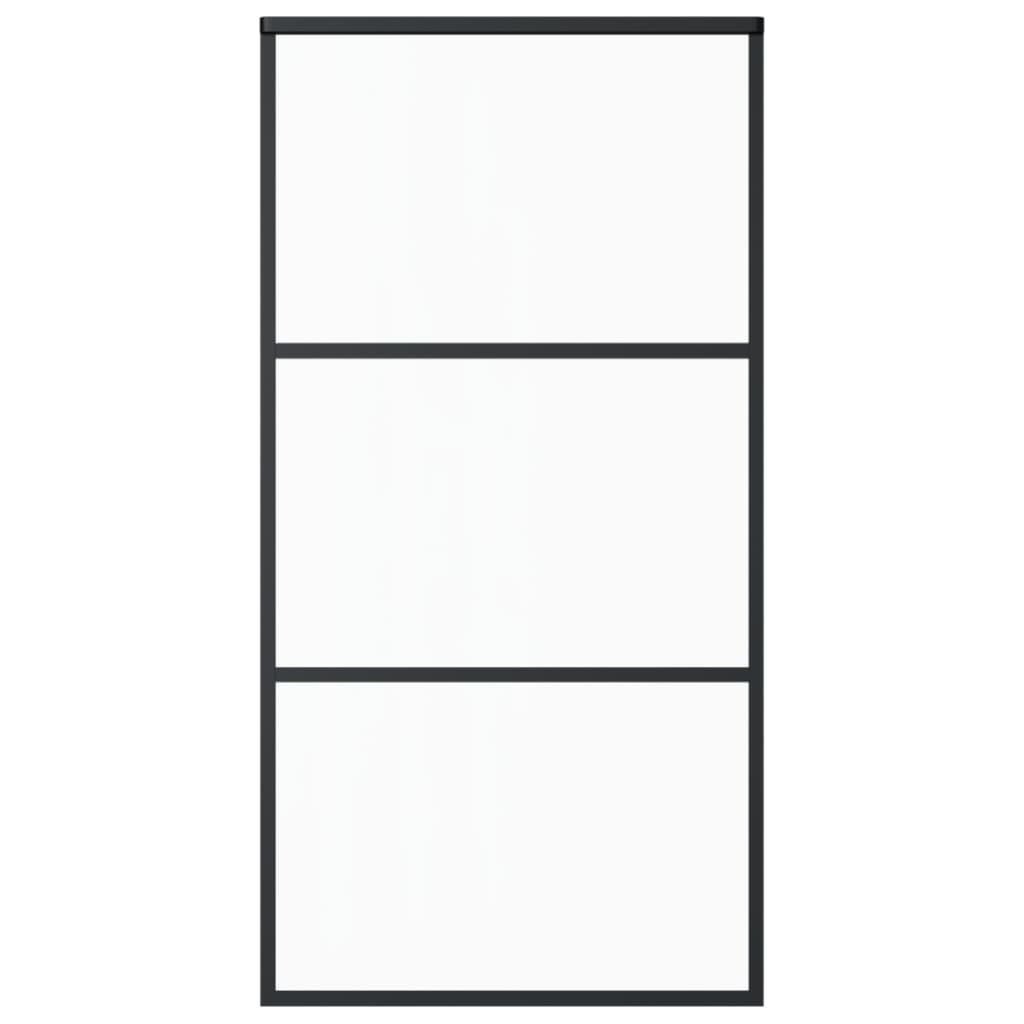 vidaXL Puerta Corredera ESG Vidrio y Aluminio Negra Entrada Baño Dimensiones 76 x 205 cm, 90 x 205 cm, 102 x 205 cm