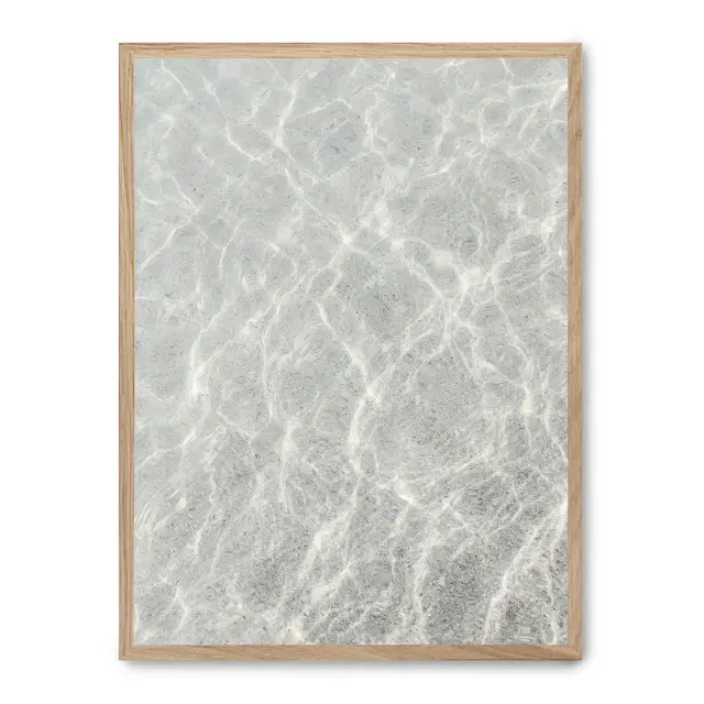 Cuadro water 30x40cm, Póster impreso en papel de primera calidad de 180gr, montado sobre marco de madera MDF acabado roble., Naturaleza - Playa