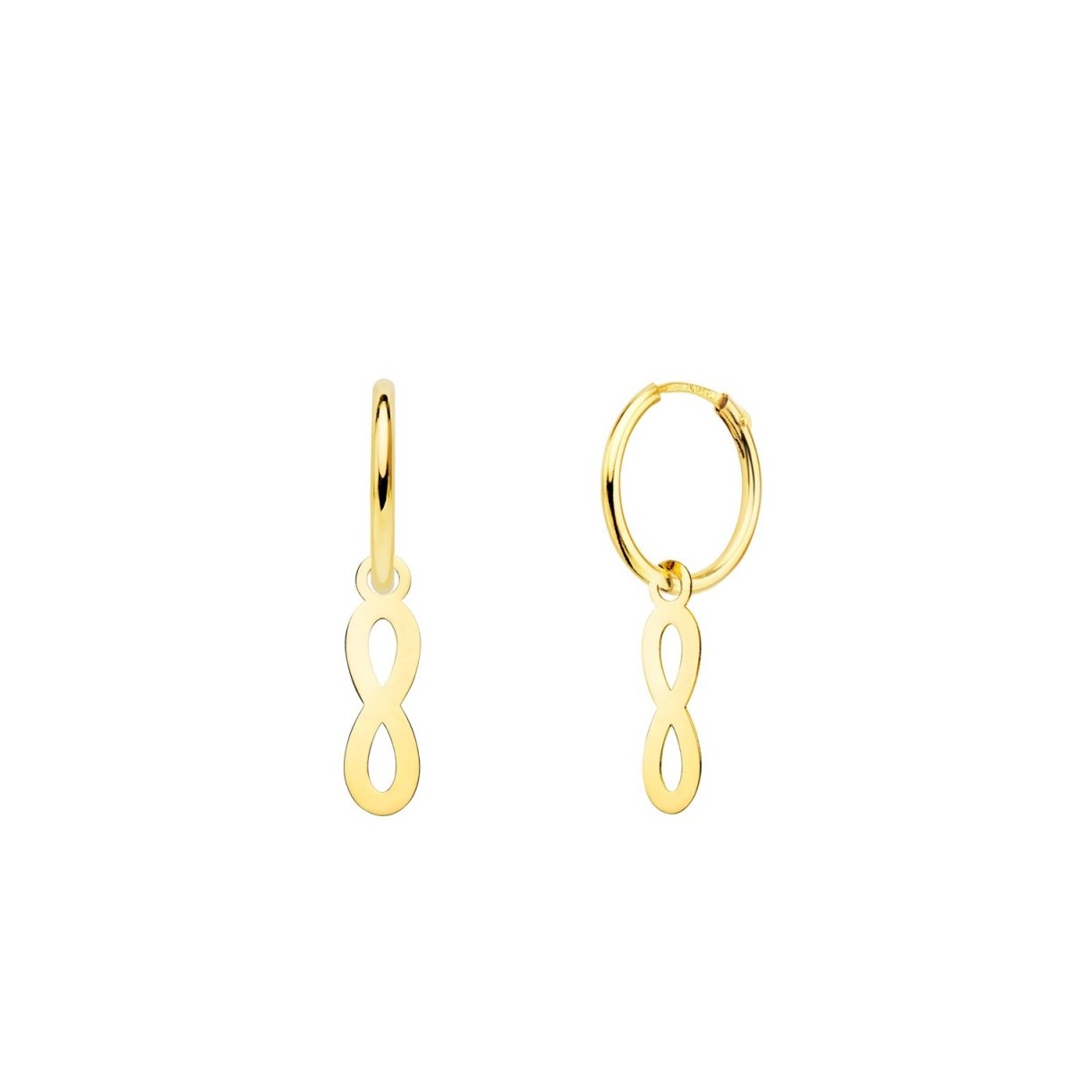 Pendientes oro 18k mujer aro 12 mm. combinado infinito calado 12 x 4 mm.