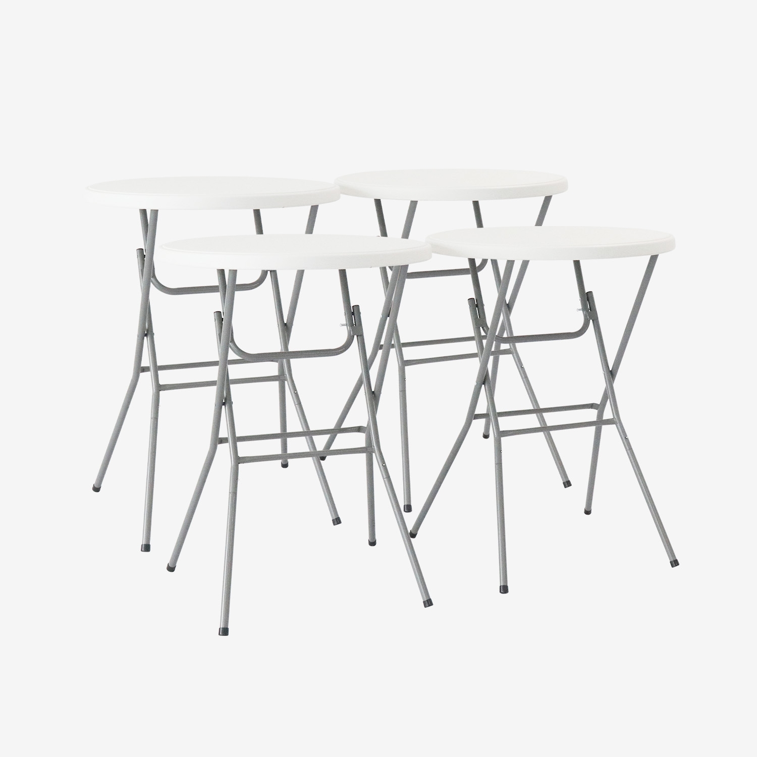 sweeek - Mesa alta plegable de acero para eventos, set de 4 , Gala x4 , 81x81x110