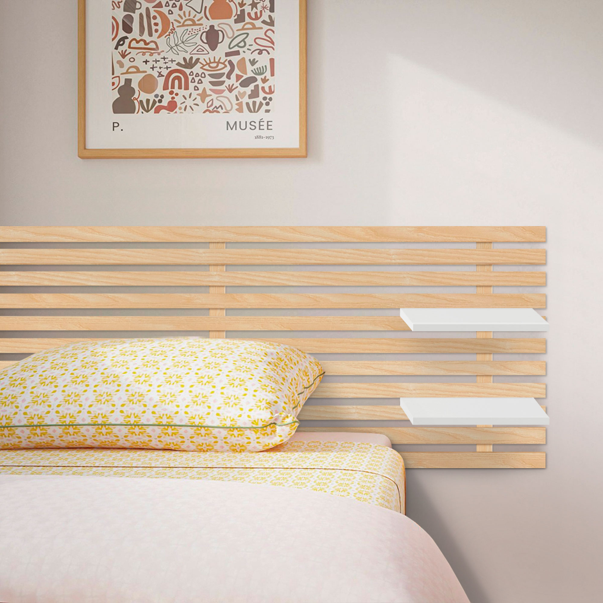 Cabecero con Estantes de Madera reciclada DM Colgante Pared Estilo Palet Japones