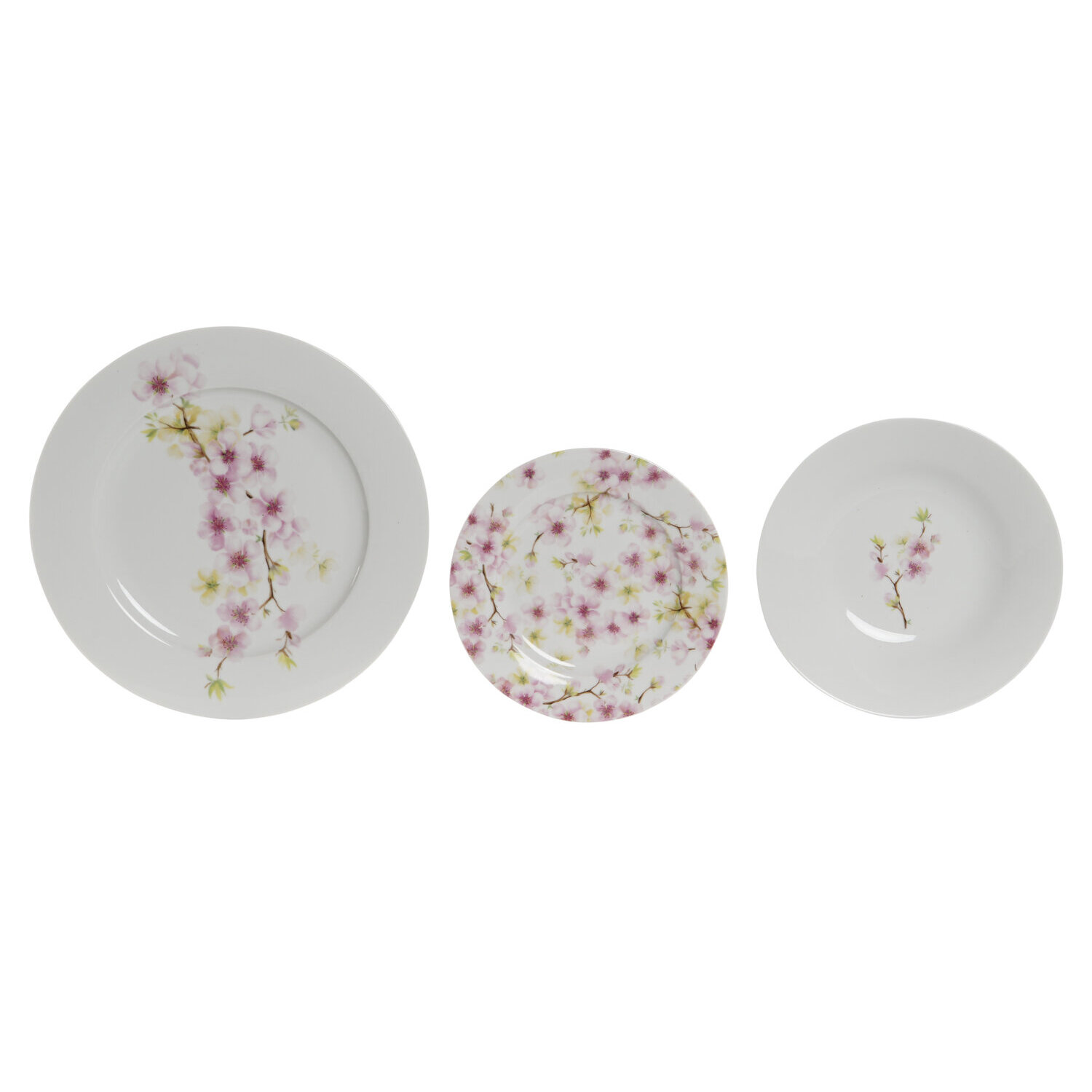 Vajilla set 18 porcelana 27x27x2 almendro rosa , La mejor decoración para tu hogar.