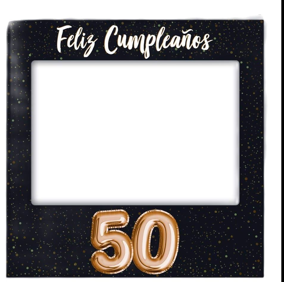 Photocall de Cartón, Feliz 50 Cumpleaños Estrellas 90 x 90 cm, Económico y  Original