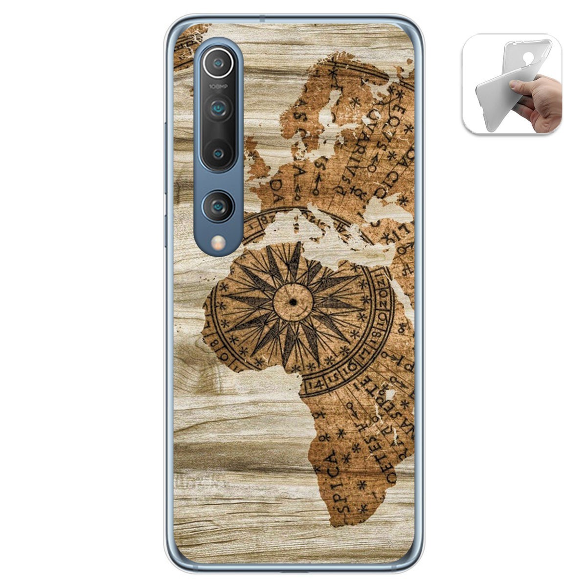 Tumundosmartphone Funda Gel Tpu para Xiaomi Mi 10 / Mi 10 Pro diseño Madera 07 Dibujos