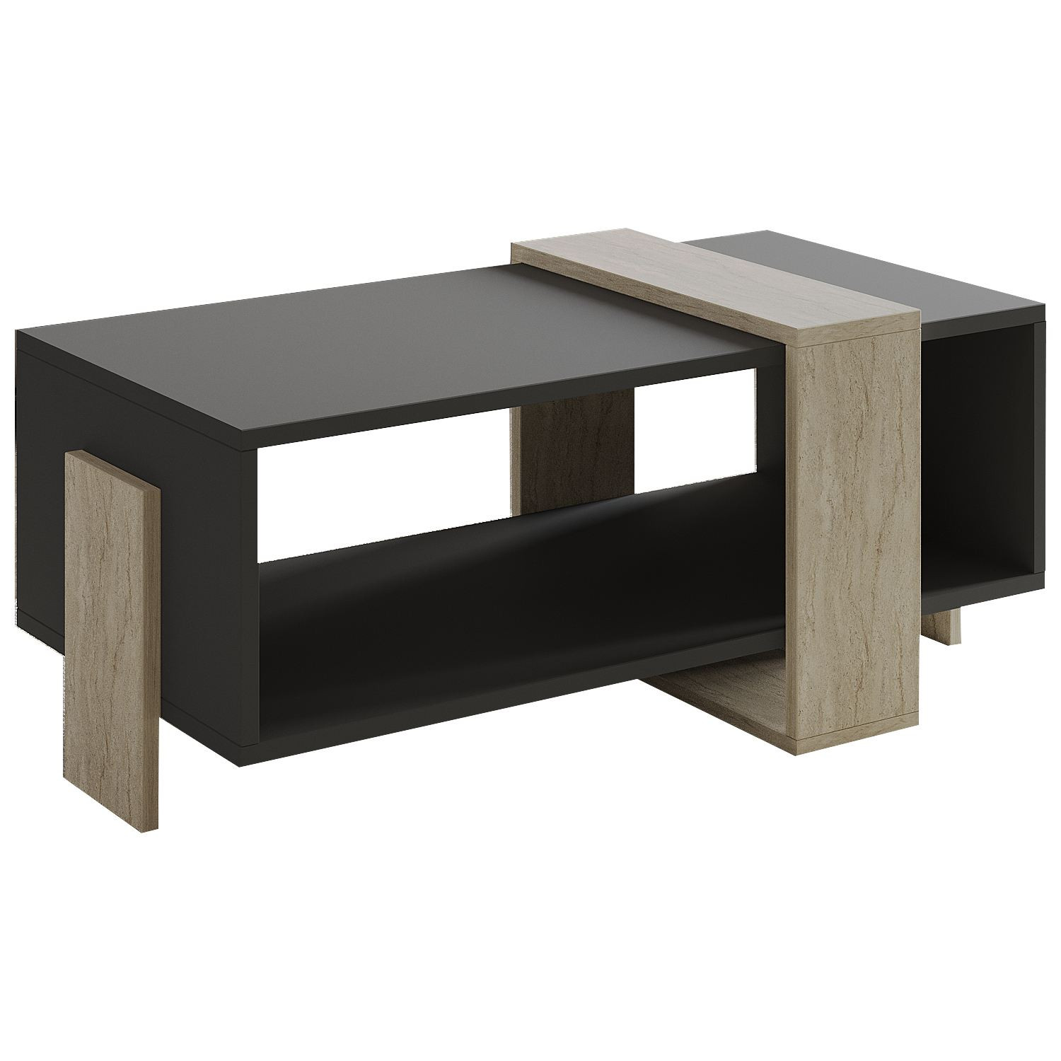 Habitat y Jardin - Mesa baja de madera "Meleni" - 90 x 49 x 40 cm - Gris antracita