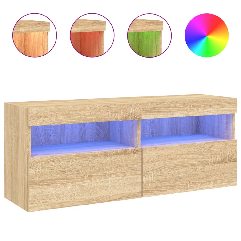 vidaXL Mueble de TV de pared con luces LED 100x30x40 cm, Mueble de Salon, Mueble TV, Mueble TV salon, Mesa de TV, Mueble tele