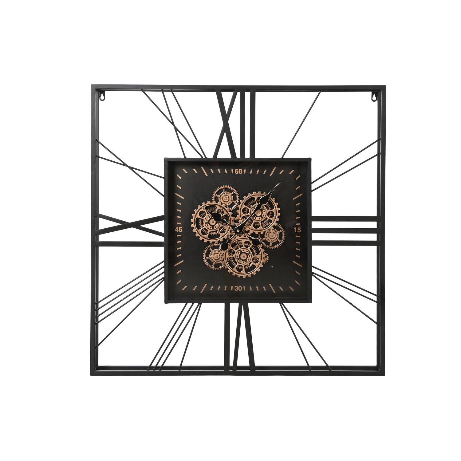 Reloj Pared Metal Cristal 80X8X80 Movimiento Negro El mejor complemento para tu hogar  -Fijalo-