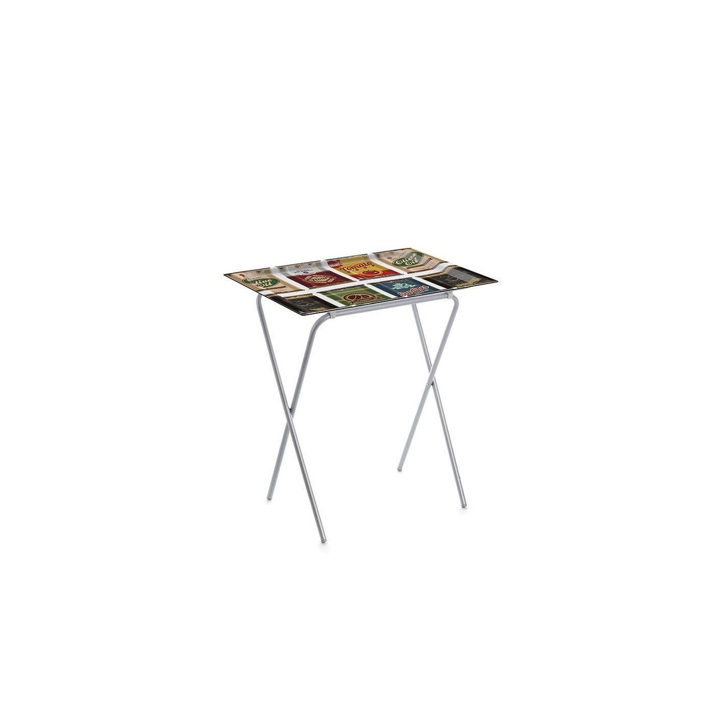 DON HIERRO - Mesa plegable auxiliar ADA con bandeja extraíble para interior y exterior-