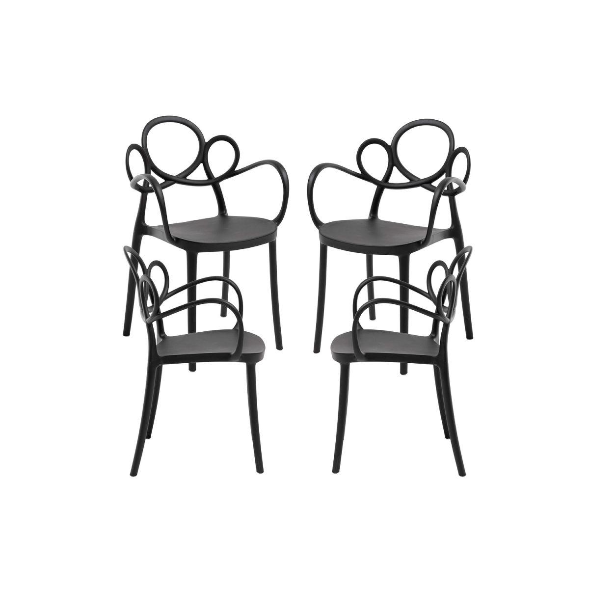 Regalos Miguel - Packs Sillas Jardín - Pack 4 Sillas Sky con Reposabrazos - Negro