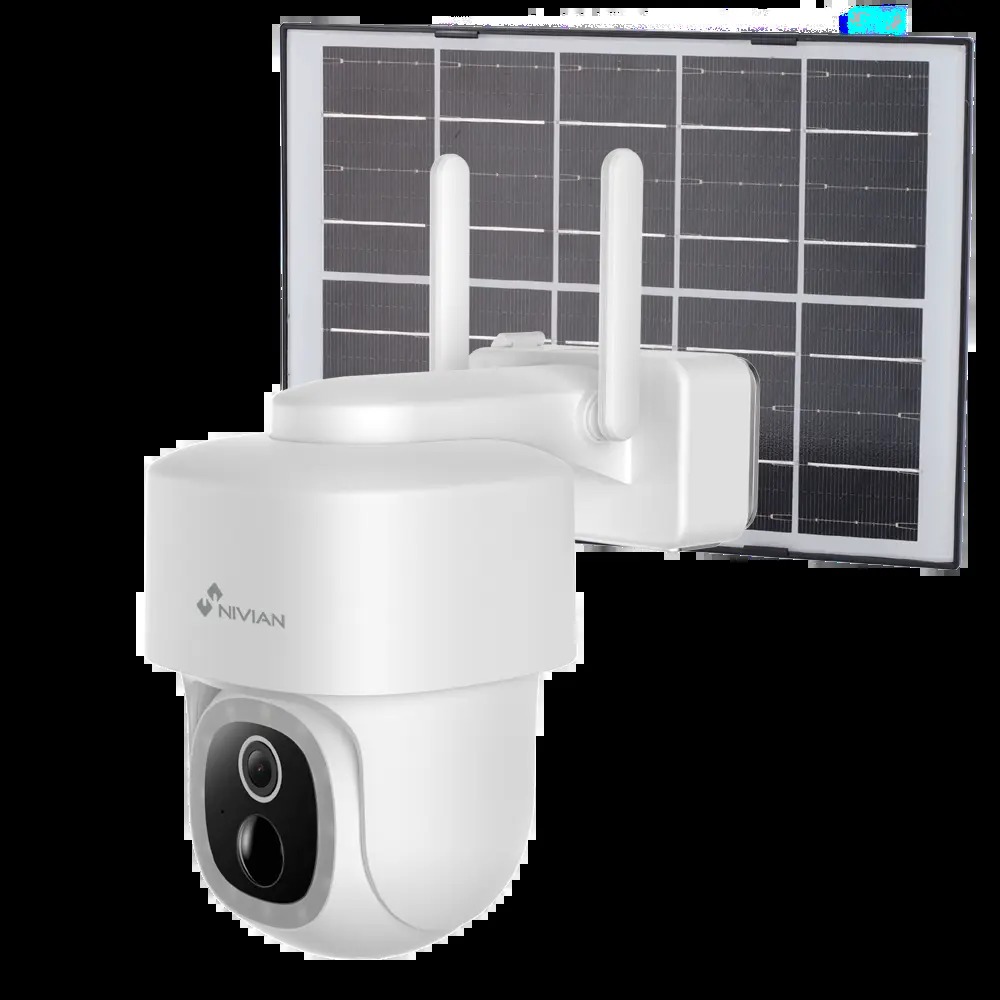 Nivian Smart Cámara Pt Motorizada 3mp 2k Wifi 2.4 Ghz Nvs-ipc-08s-batsolar-l