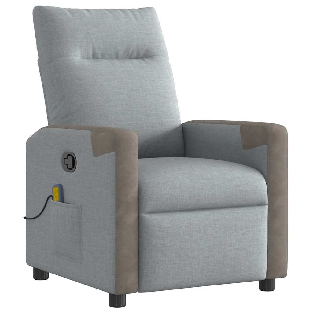 vidaXL Sillón reclinable de masaje de tela gris claro