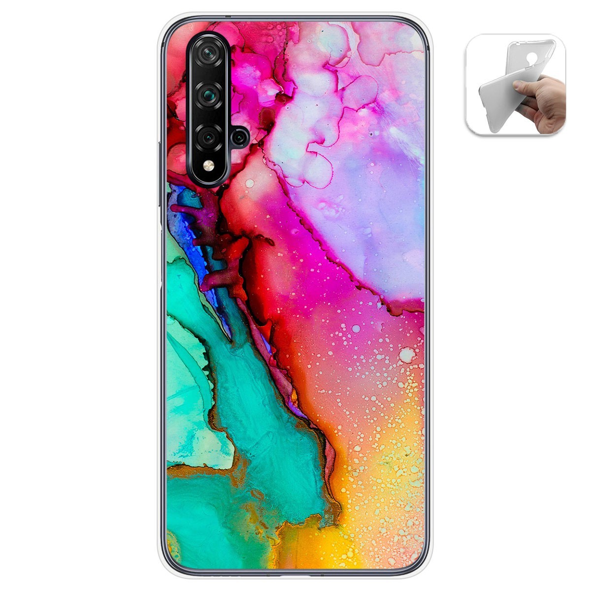 Tumundosmartphone Funda Gel Tpu para Huawei Nova 5T / Honor 20 diseño Mármol 15 Dibujos