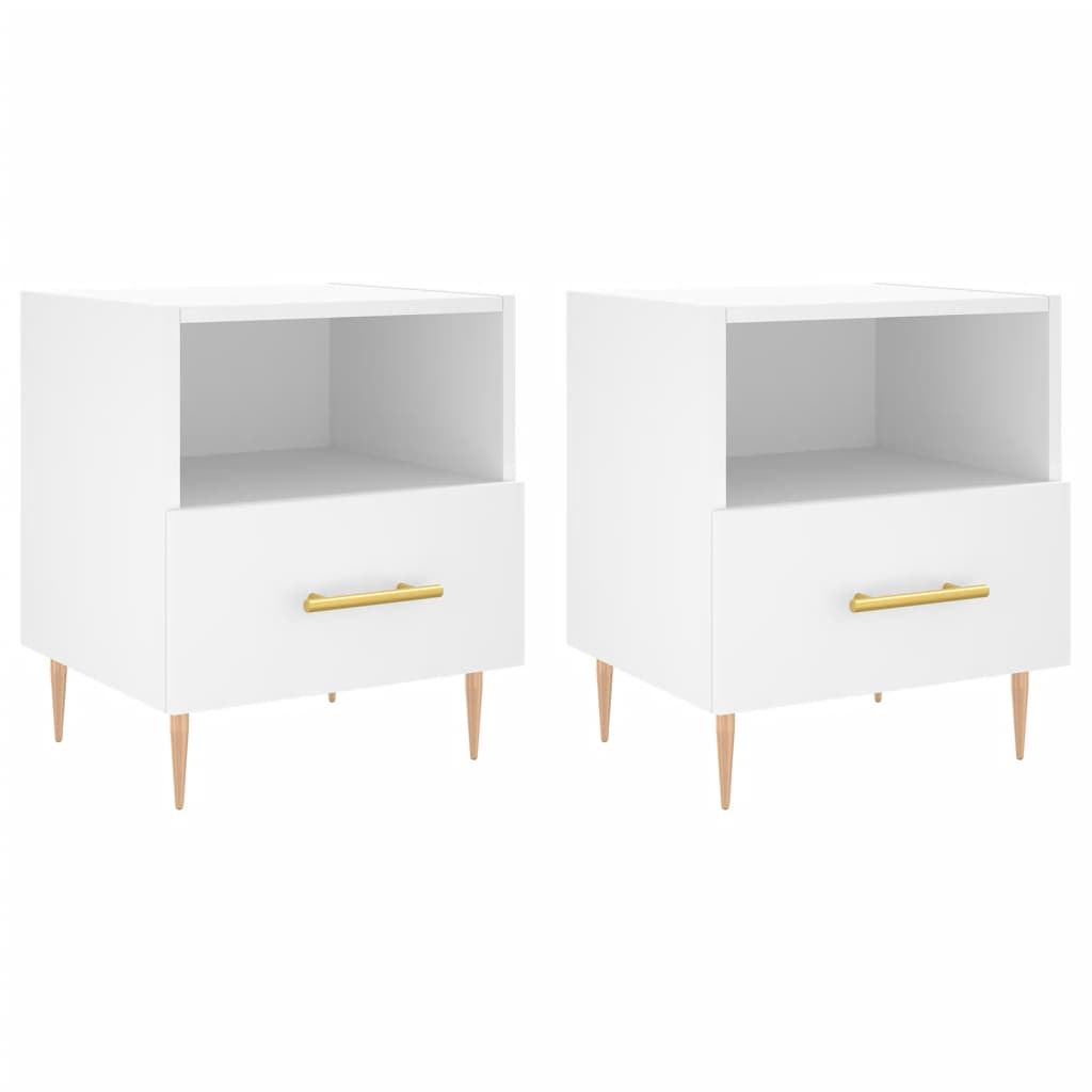 Vidaxl Mesitas de Noche 2 Unidades Madera Ingeniería 40x35x47,5 Cm Blanco