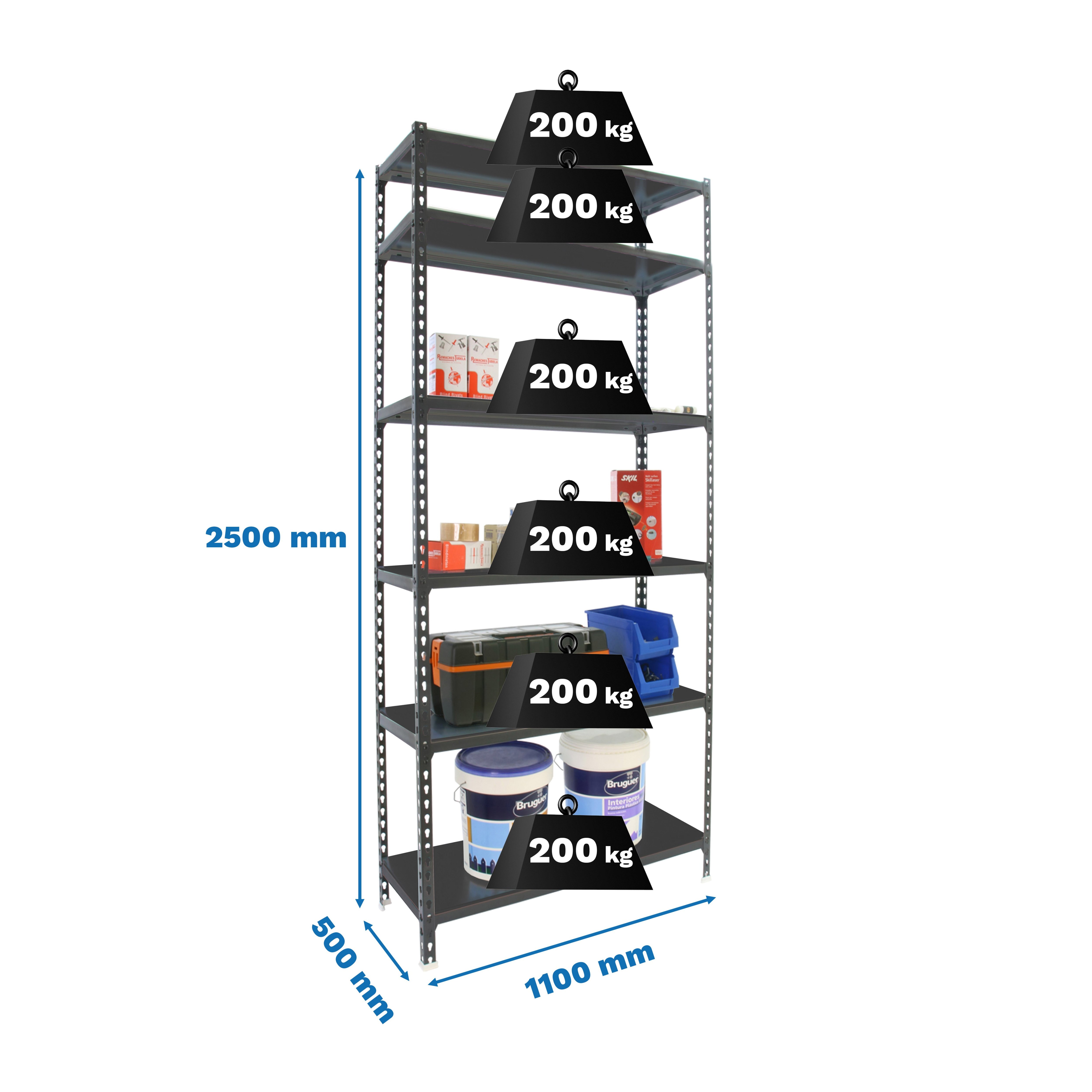 Estantería SIMONRACK Simonclick superplus 6/500 antracita/antracita