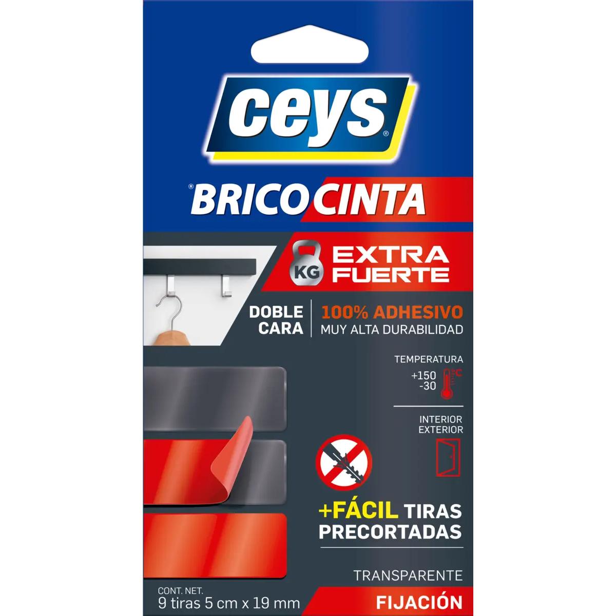 Ceys Bricocinta Extrafuerte Precortada. 9 tiras de 5cm X 19mm