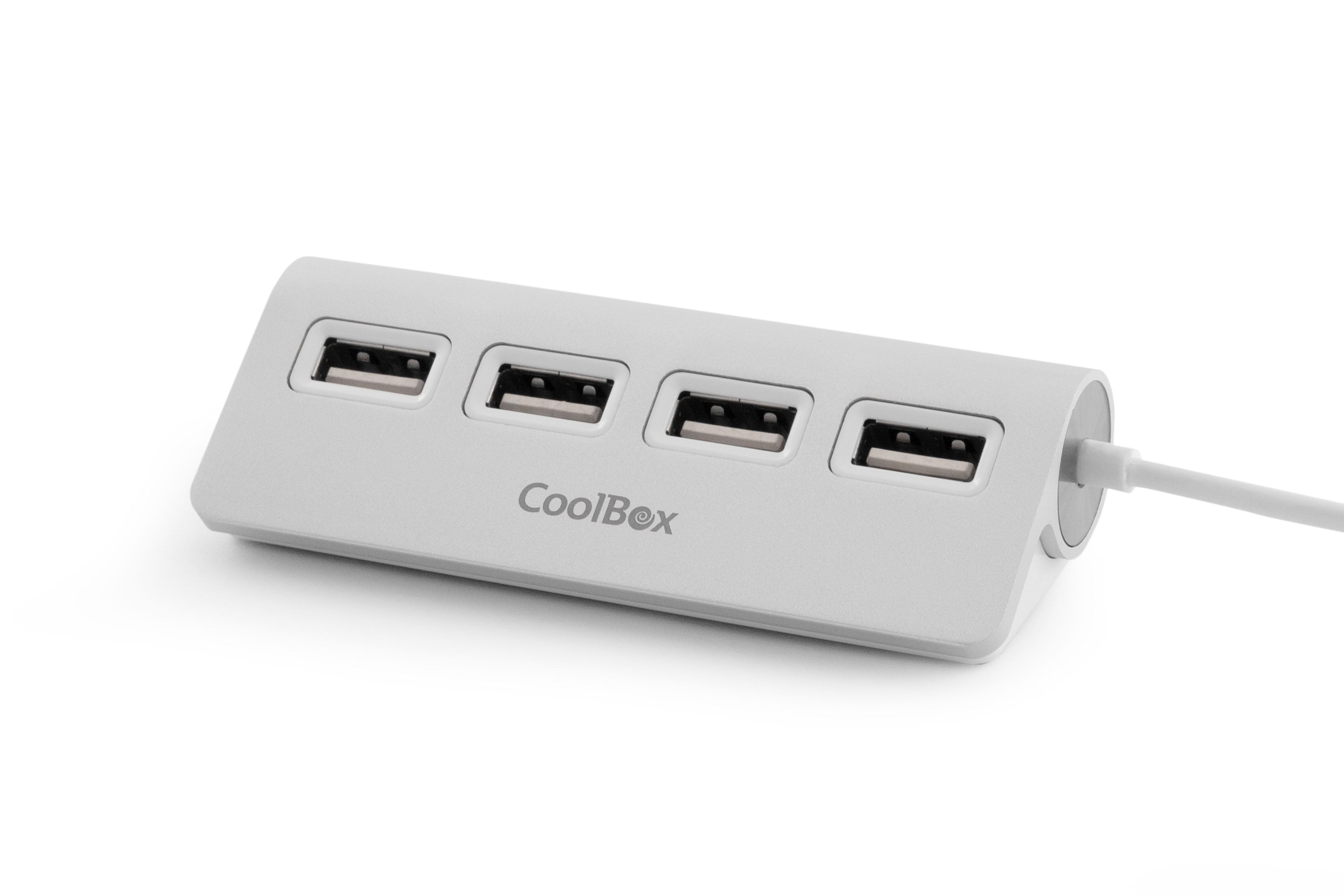 Coolbox - Hub USB2.0 de 4 puertos, Hecho en Aluminio, Velocidad de hasta 480Mbps