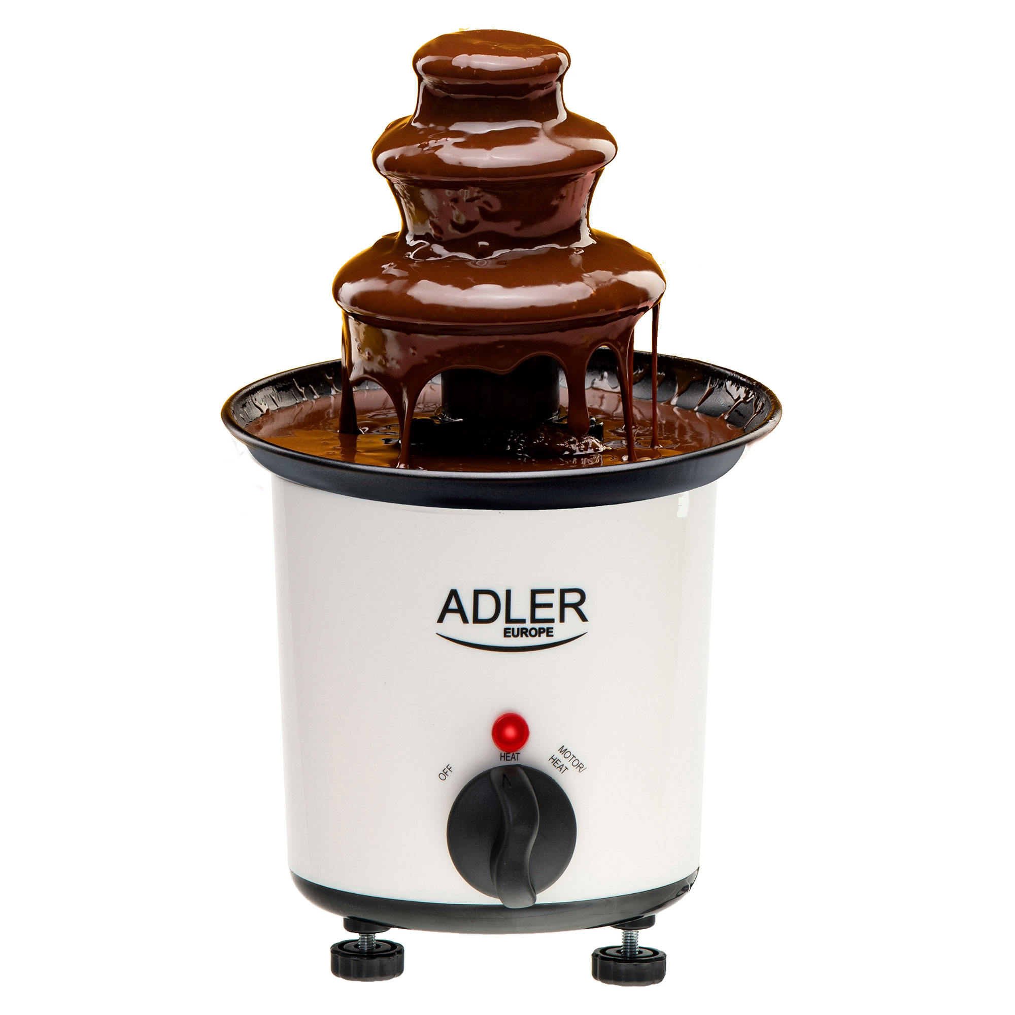 Adler AD4487 Fuente Chocolate Eléctrica, Cascada 3 Niveles, Acero Inoxidable, 200ml Chocolate, Termostato, 30W, Blanco