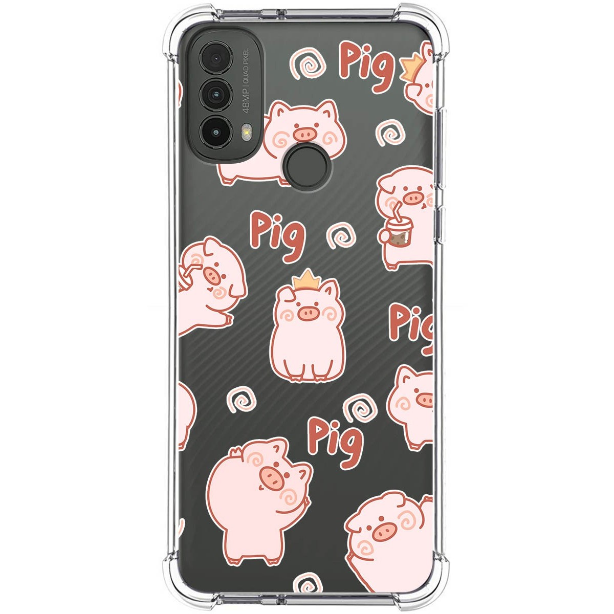 Funda Silicona Antigolpes para Motorola Moto E40 diseño Cerdos Dibujos