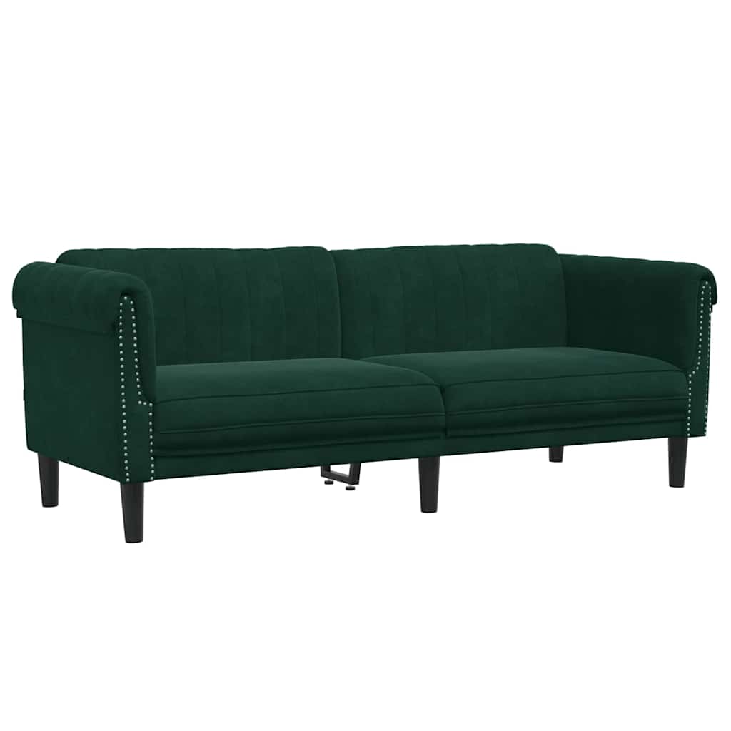 vidaXL Sofá de 3 plazas terciopelo verde oscuro