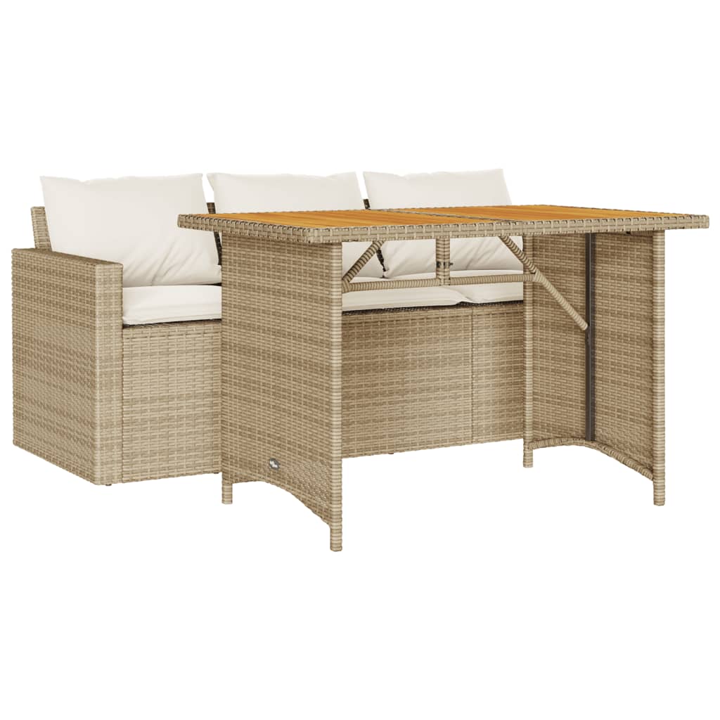 vidaXL Set comedor de jardín 2 pzas con cojines ratán sintético beige