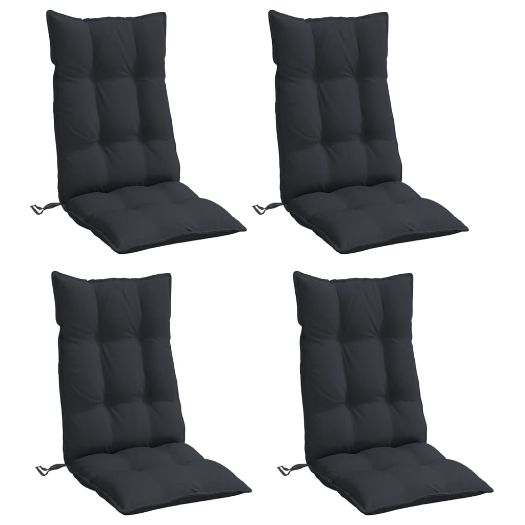 vidaXL Cojines de silla con respaldo alto 4 uds tela Oxford negro