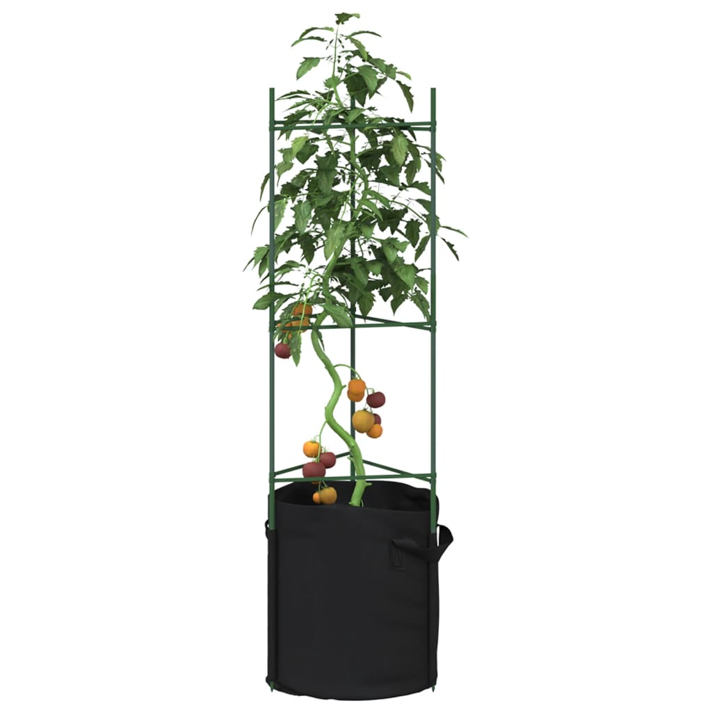 vidaXL Tutor para tomates con bolsa (2 unidades) de acero y PP Dimensiones 116 cm, 154 cm