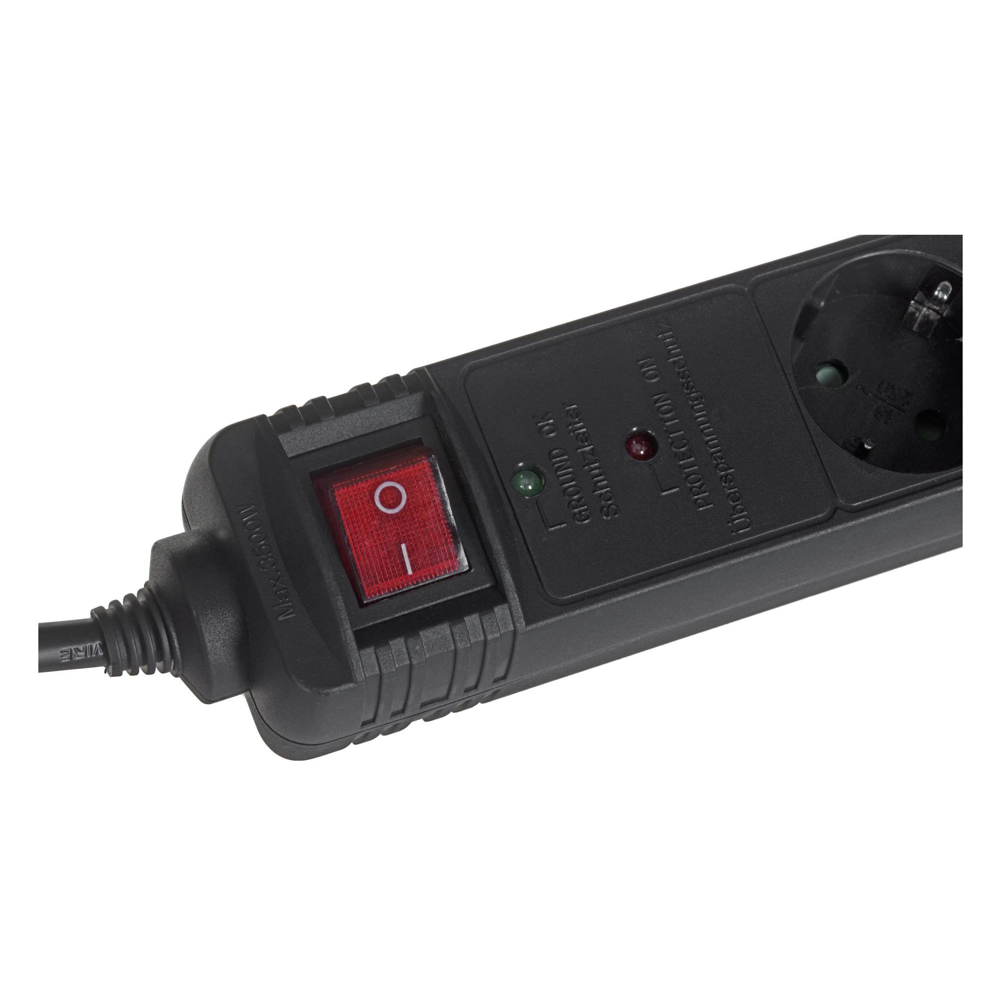 Energenie Regleta de Enchufes Gembird SPG5-C-5 con Protección Antipicos - 16A, Negro