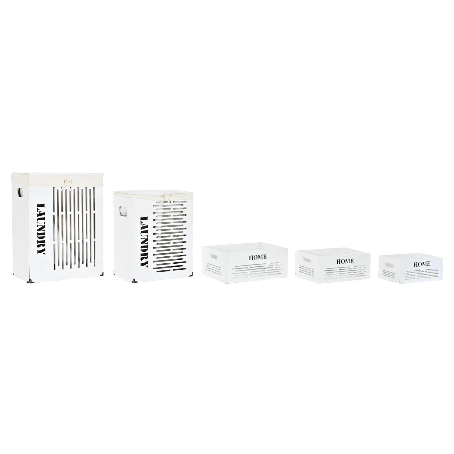 CESTA ROPA SET 5 MDF POLIESTER 40X30X56 BLANCO DC195690 - EL MEJOR COMPLEMENTO PARA TU HOGAR FIJALO