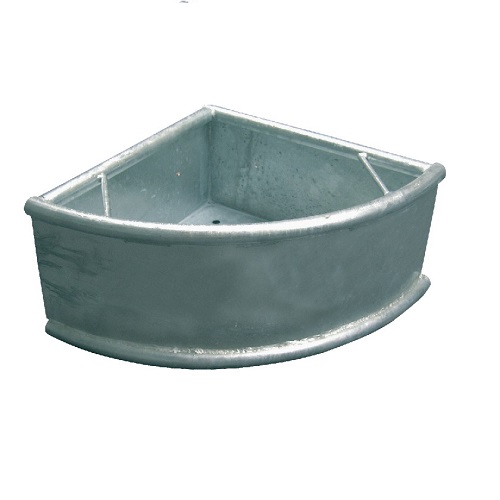KERBL Comedero Galvanizado Triangular, Bordes de Seguridad Redondeados, con Tapón de Vaciado Ø15 mm, 44 x 44 x 24 cm, 35 L