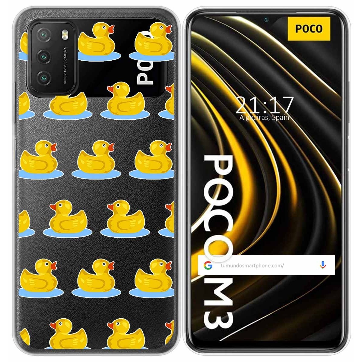 Tumundosmartphone Funda Gel Transparente para Xiaomi POCO M3 / Redmi 9T diseño Pato Dibujos
