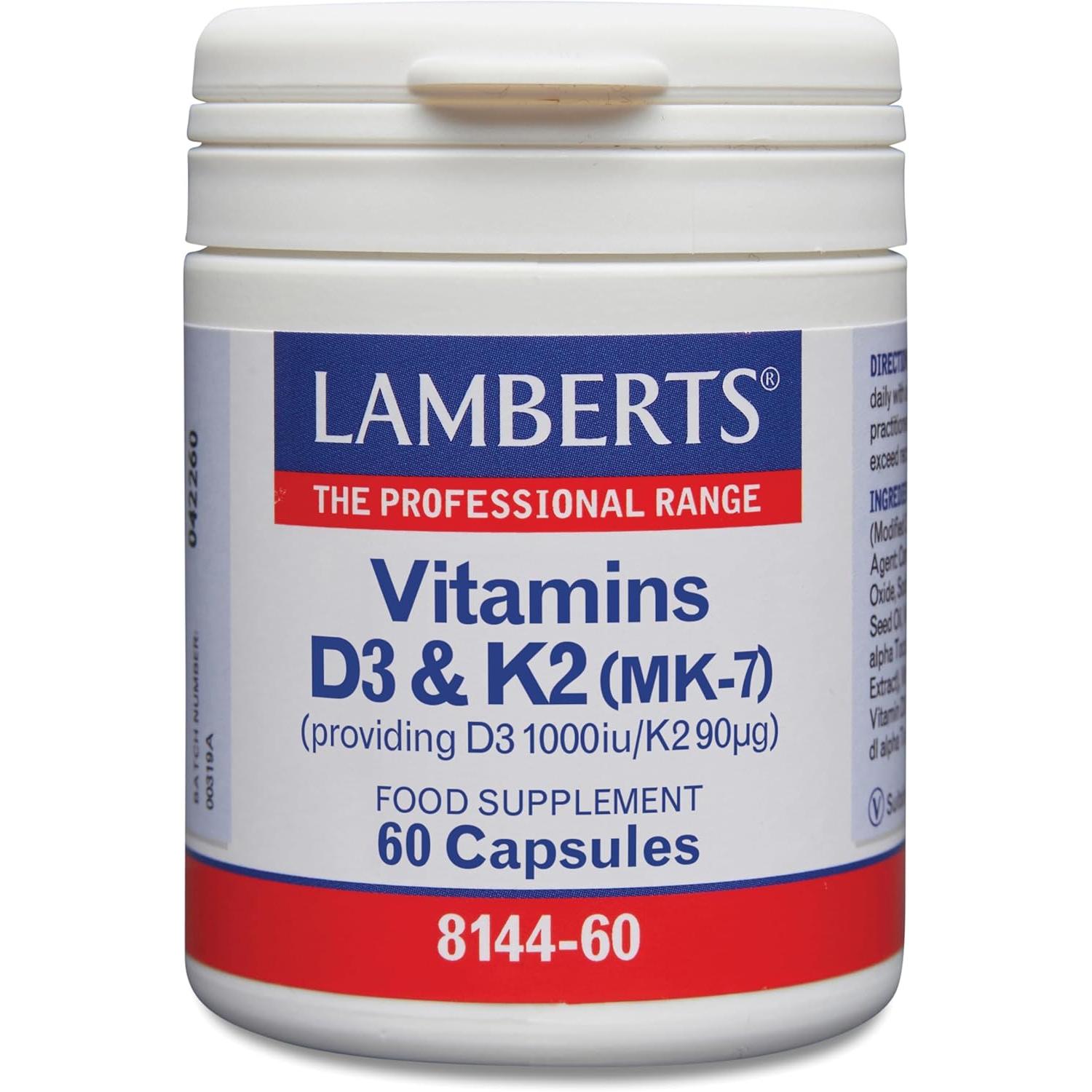 Lamberts Vitamina D3 1000 UI + K2 90 ug - 60 Cápsulas