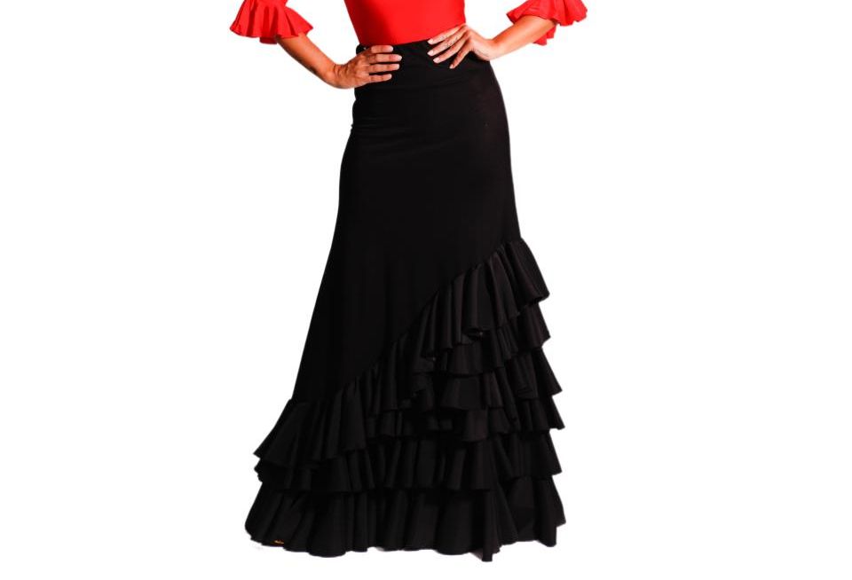 Falda flamenca de 6 volantes en cascada con cinturilla elástica de 20 cm