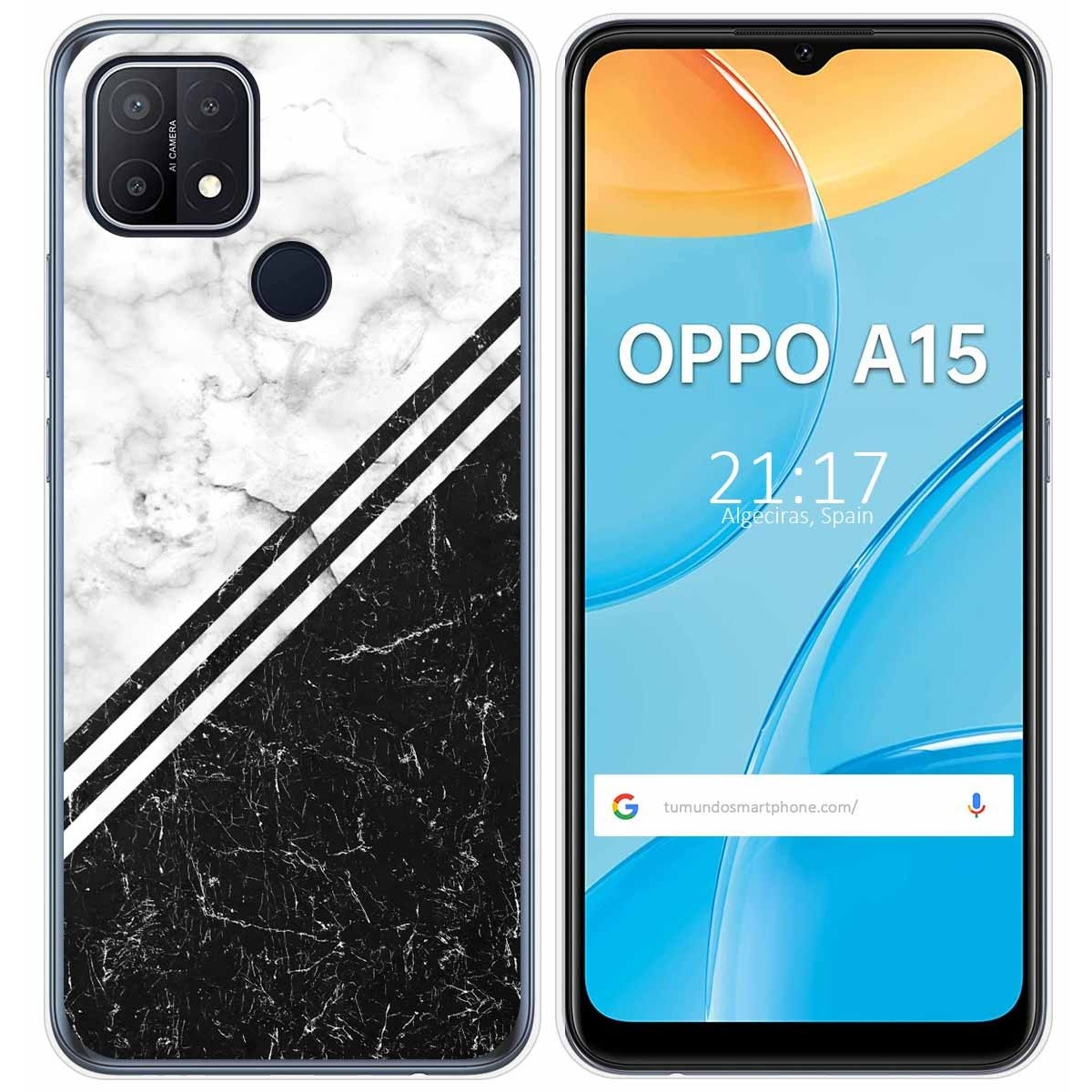Tumundosmartphone Funda Gel Tpu para Oppo A15 diseño Mármol 01 Dibujos