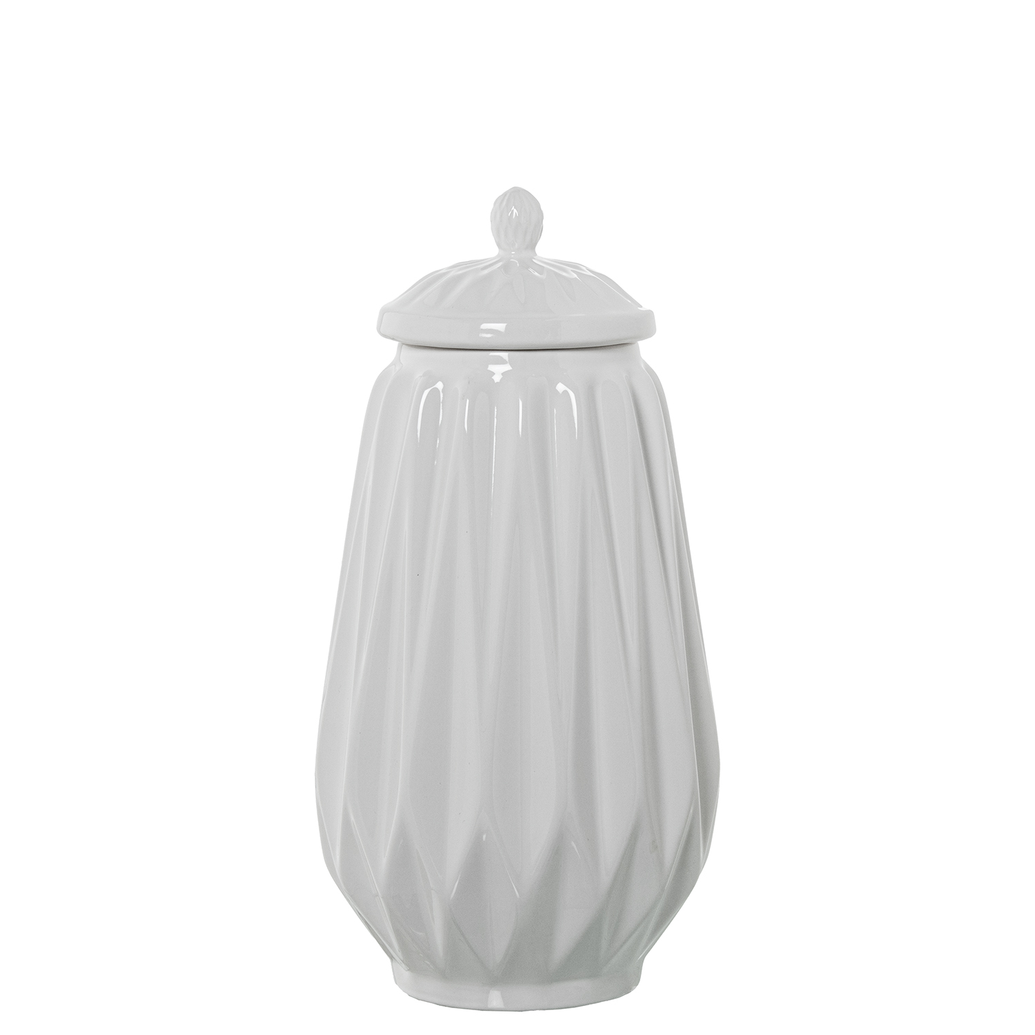 Tibor ceramica 40cm blanco brillo 20x20x40cm