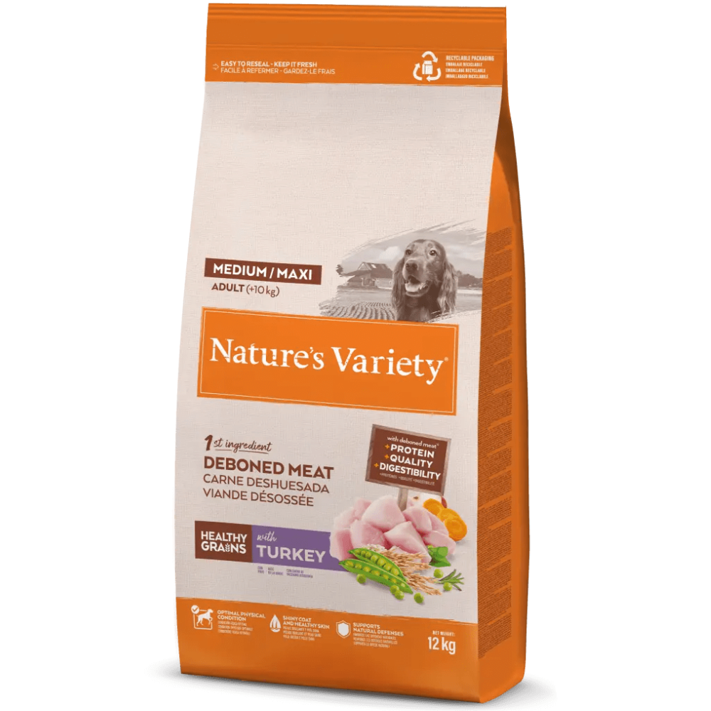 Nature´s Variety Adult Medium/Maxi Healthy Grain Pavo | Comida saludable para perros adultos de tamaño mediano/maxi con granos de pavo - Nature´s Variety