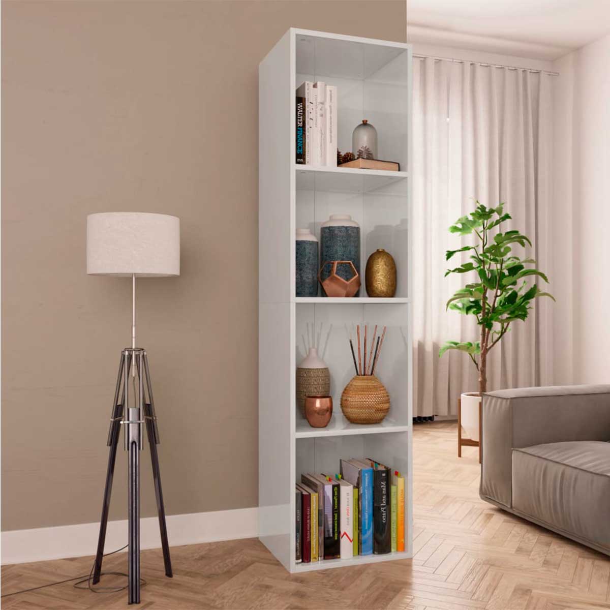 Librería mueble Homcom blanco 145x80x30 cm madera y metal