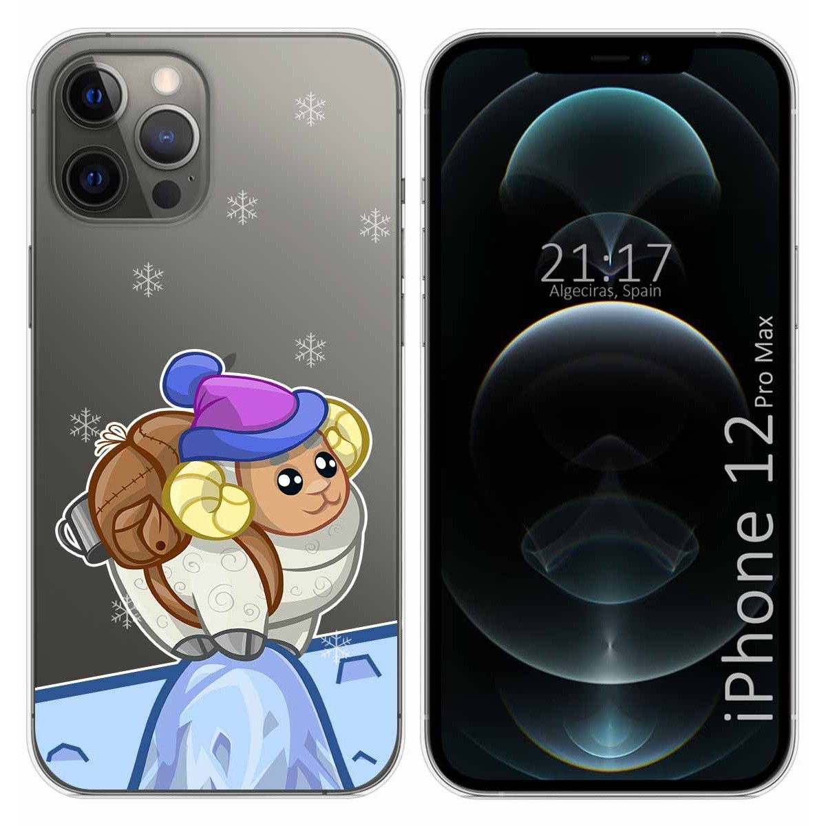 Tumundosmartphone Funda Gel Transparente para Iphone 12 Pro Max (6.7) diseño Cabra Dibujos