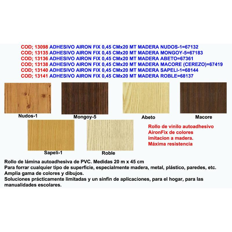 Adhesivo airon fix 0,45 cmx20 mt madera abeto 67361