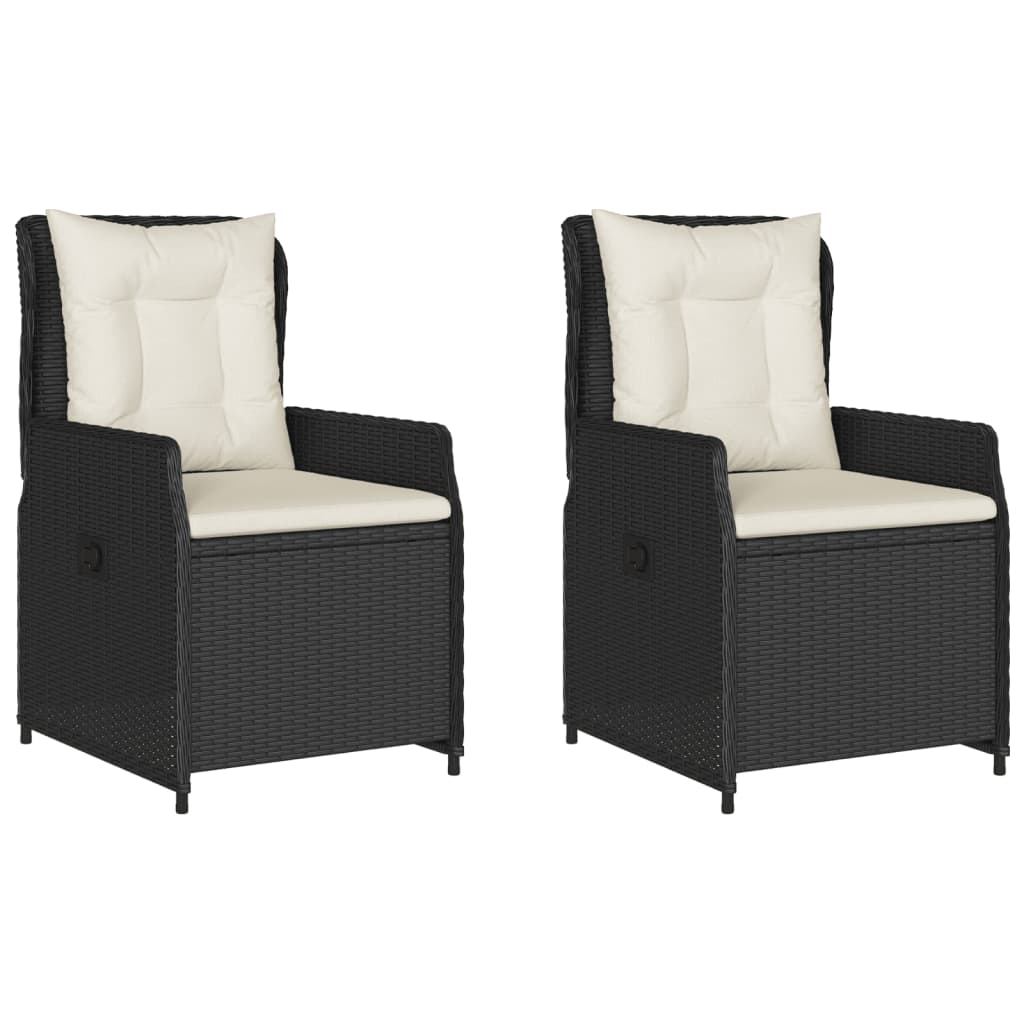vidaXL Sillones de jardín reclinables 2 uds ratán sintético negro