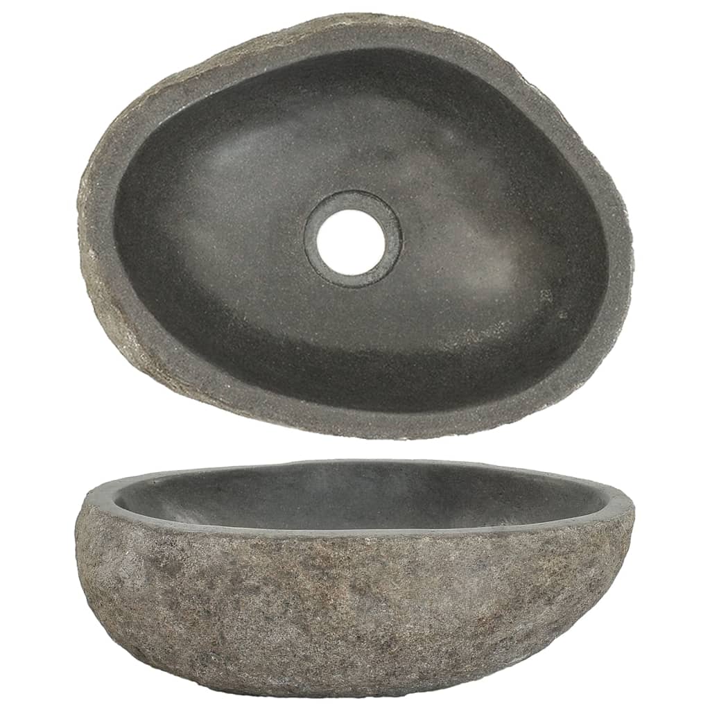 vidaXL Lavabo Ovalado Fregadero Lavamanos Cuenca para Baño Aseo Piedra de Río Dimensiones 29-38 cm, 37-46 cm, 45-53 cm