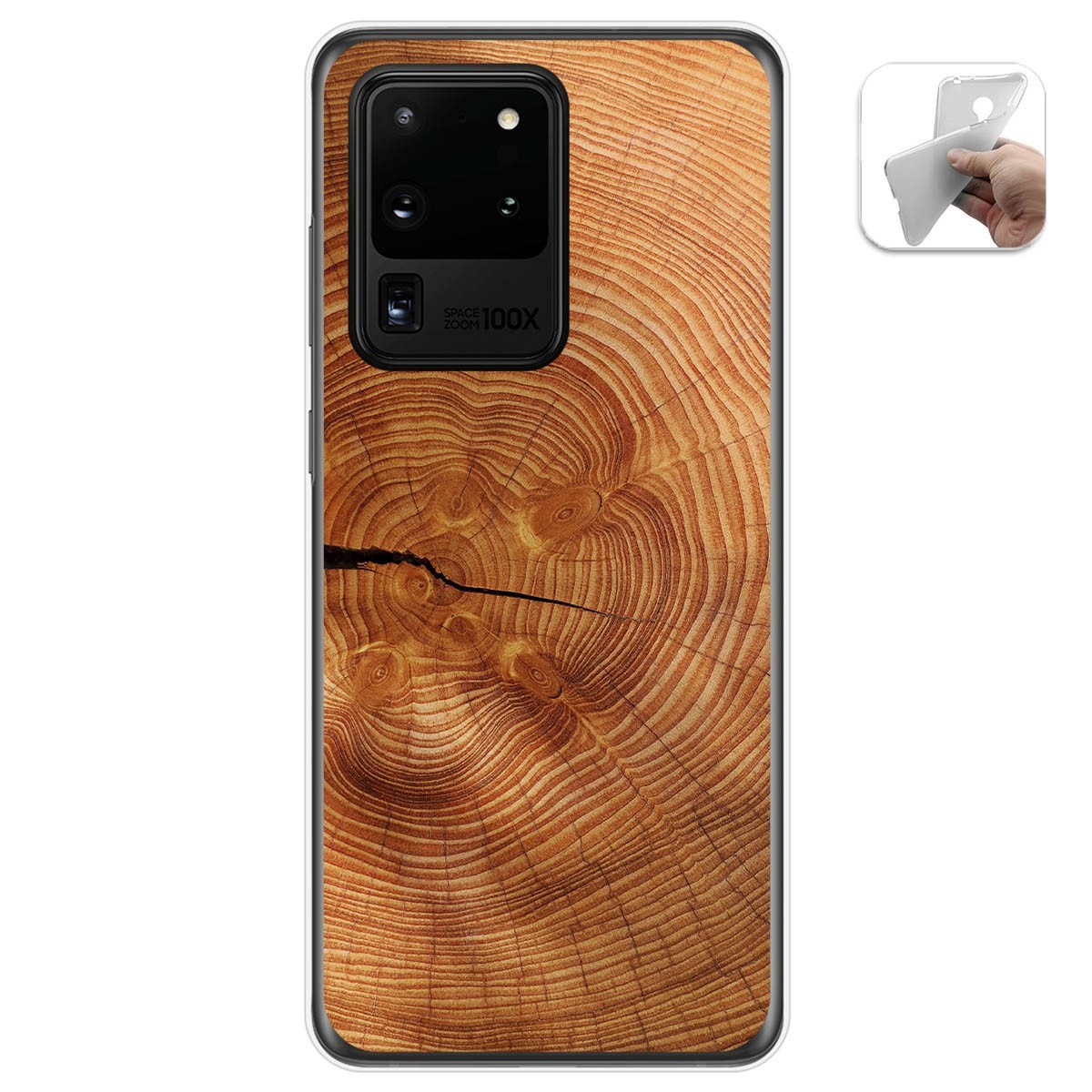 Tumundosmartphone Funda Gel Tpu para Samsung Galaxy S20 Ultra diseño Madera 04 Dibujos