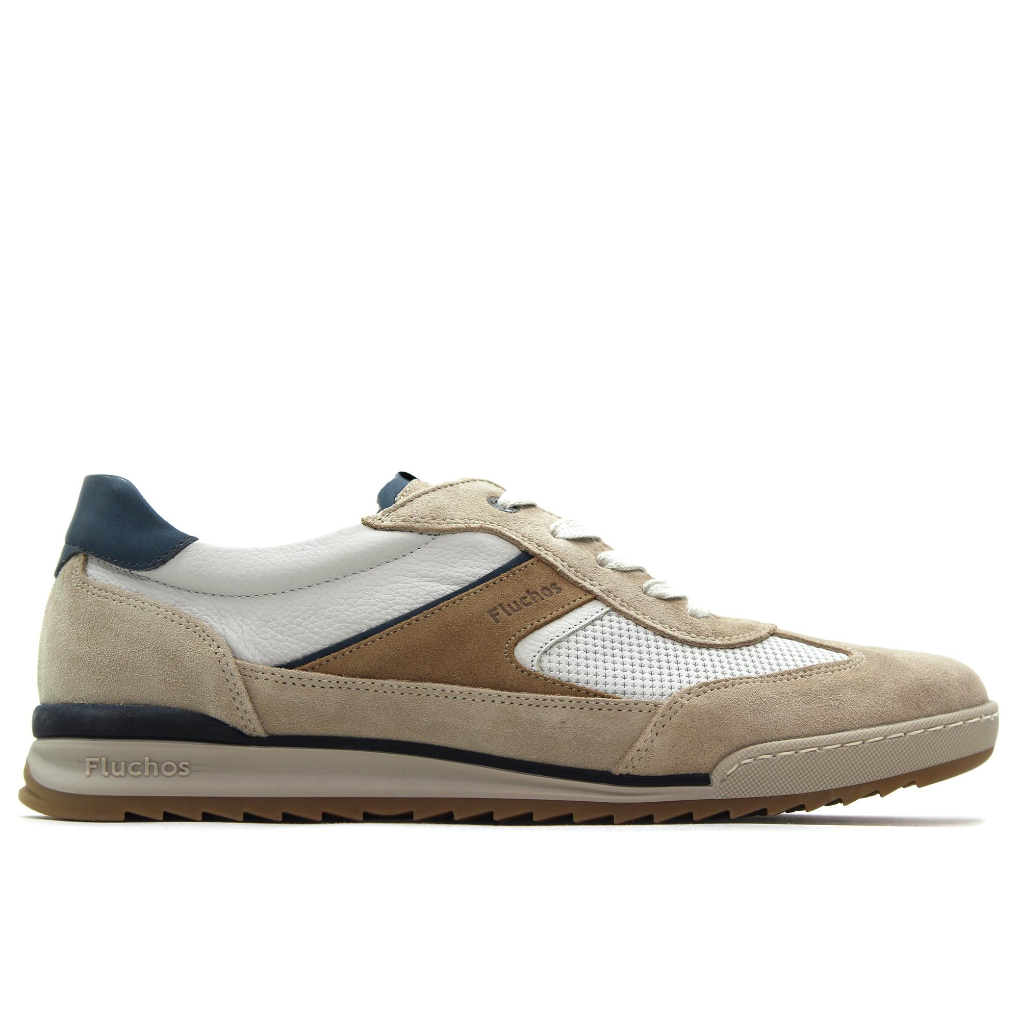 Fluchos F2184 Zapato deportivo casual,Sneakers de cordones,zapatillas de piel y rejilla,ante,plantilla extraible para caballero