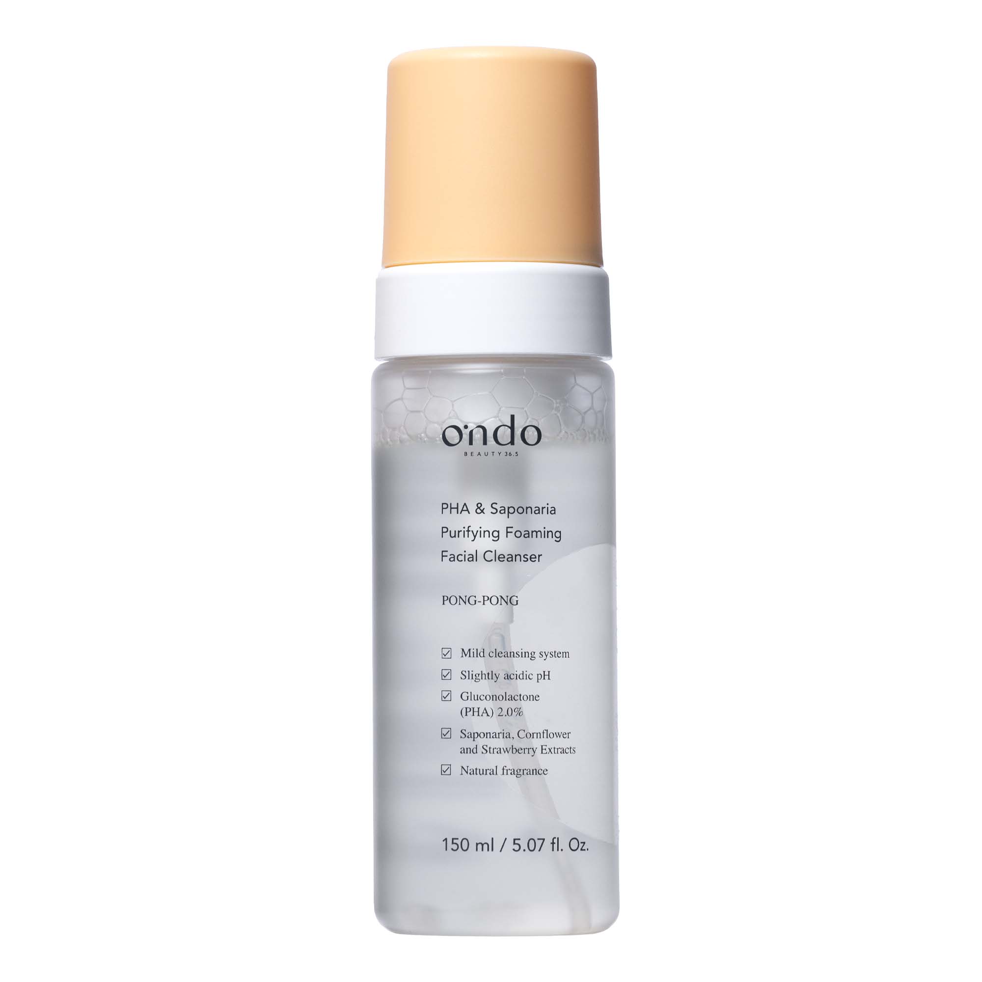 Ondo Beauty 36.5 - PHA & SAPONARIA PURIFYING FOAMING CLEANSER (150ml) - Limpiador facial en espuma, piel suave sin tirantez
