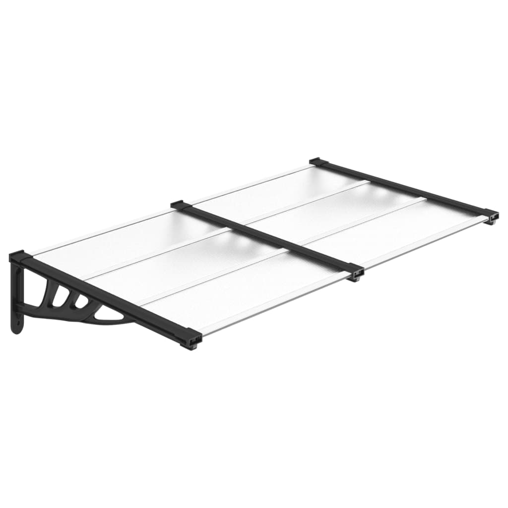 Marquesina Puerta Policarbonato Negro y Transparente Vidaxl - Protección Rayos UV - Dimensiones 122 X 90 Cm