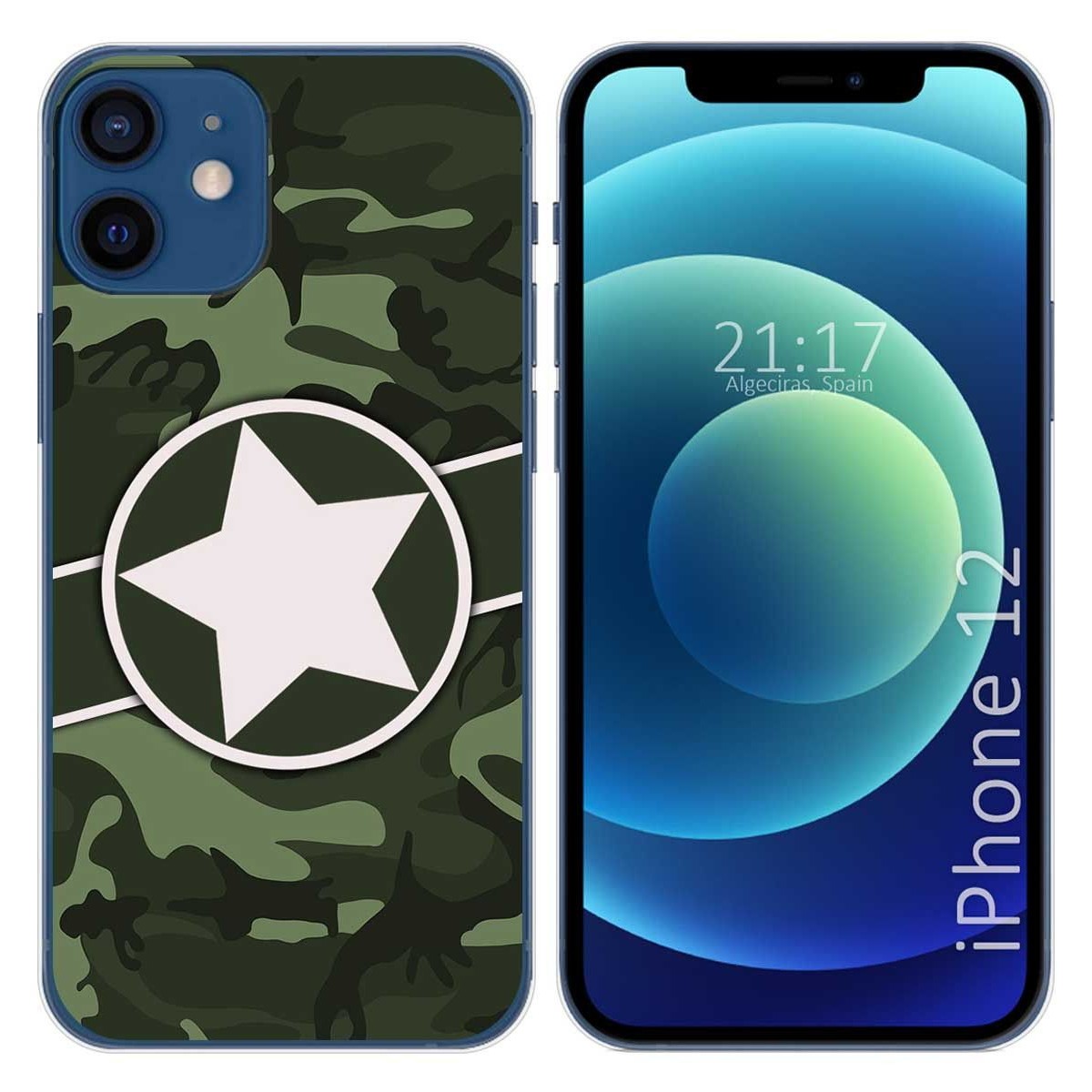Tumundosmartphone Funda Gel Tpu para Iphone 12 / 12 Pro (6.1) diseño Camuflaje 01 Dibujos