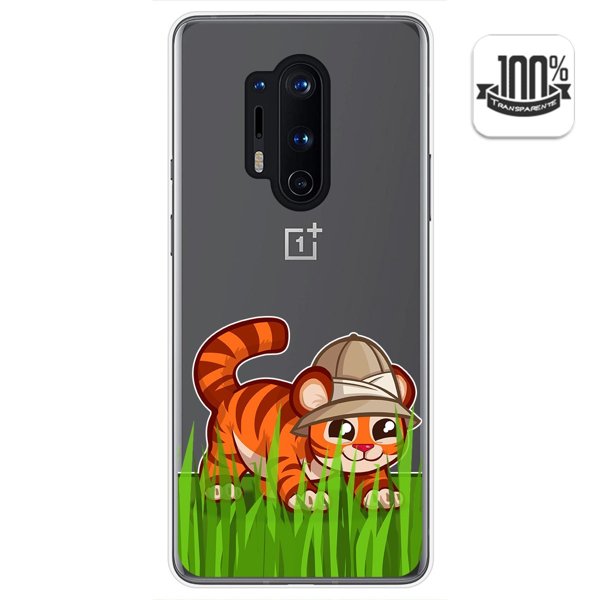 Tumundosmartphone Funda Gel Transparente para Oneplus 8 Pro diseño Tigre Dibujos
